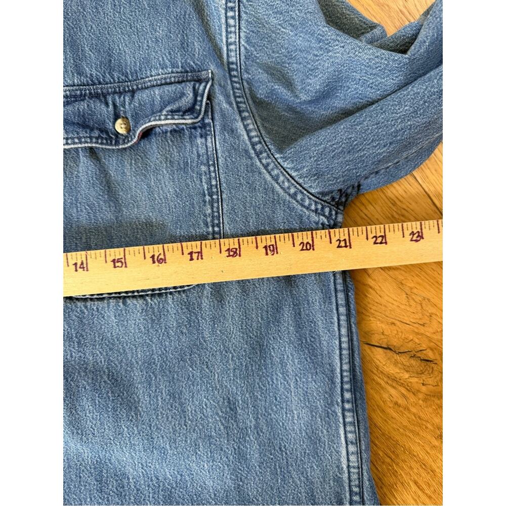 Vintage Eddie Bauer USA Denim Chamois Flannel Lined Shirt Jacket Men’s Small - Picture 12 of 14